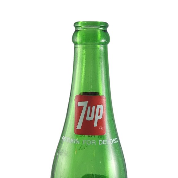 Vintage 7UP Bottle 10 oz Collectable Retro Green Glass Soda Bottle Large 6" - Picture 2 of 6